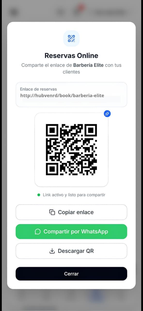 Pantalla de Hubven Reservas en el celular