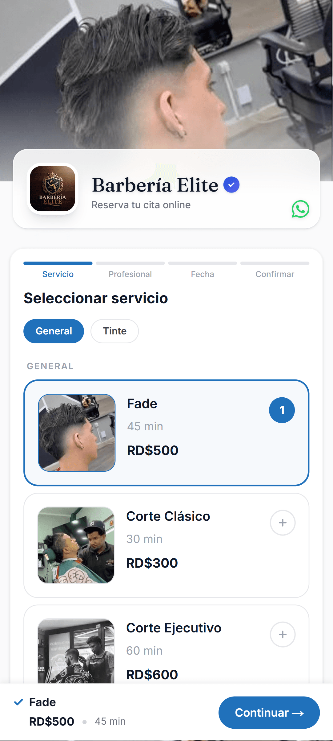 Pantalla de Hubven Reservas en el celular